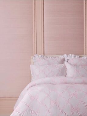 LoveShackFancy Pale Pink Embroidered Bow Bedding